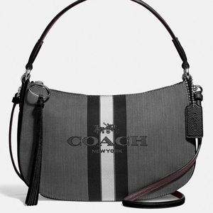 Black Horse and Carriage Jacquard Sutton Crossbody Coach Bag Purse